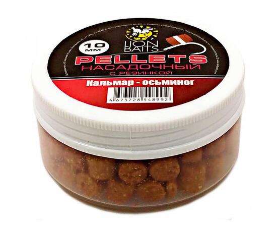 Lion Baits Пеллетс насадочный с резинкой "Кальмар-Осьминог" - 10 мм, Вкус: Кальмар-осьминог, Диаметр (мм): 10 мм, фото 
