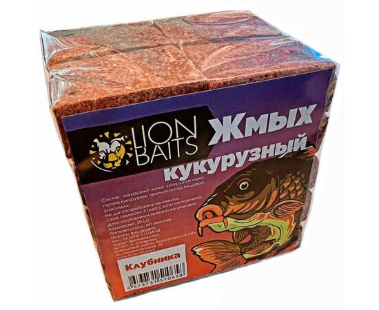 LION BAITS Жмых кукурузный Макуха "Клубника" 20шт, фото 
