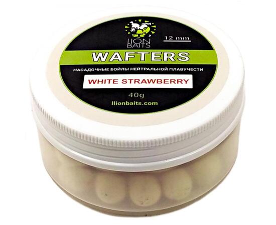 LION BAITS бойл нейтральной плавучести (Wafters) WHITE STRAWBERRY 12мм (БЕЛАЯ), фото 