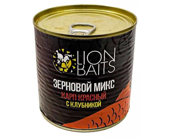Lion Baits Зерновой микс Карп красный с клубникой - 430 мл, фото 