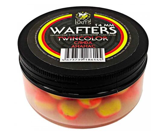 Бойлы нейтральной плавучести двухцветные (Wafters) "Слива - Ананас" 14мм, фото 
