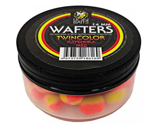 Бойлы нейтральной плавучести двухцветные (Wafters) "Клубника - Мед" 14мм, фото 