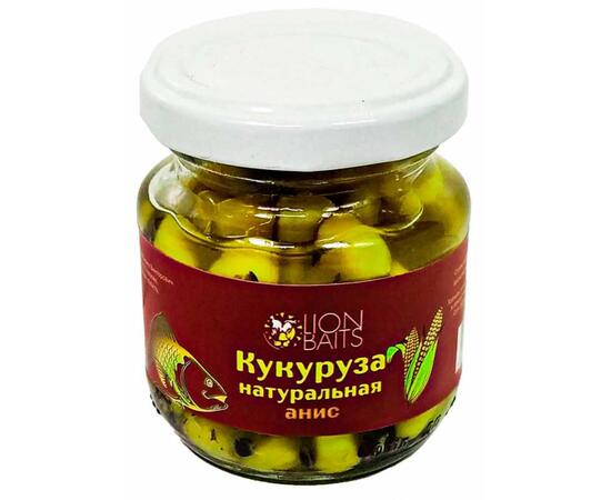 Lion baits Кукуруза натуральная в стеклянной банке "Анис" 110мл, фото 