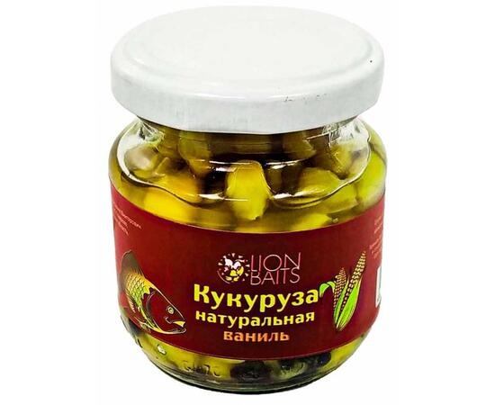 Lion baits Кукуруза натуральная в стеклянной банке "Ваниль" 110мл, фото 