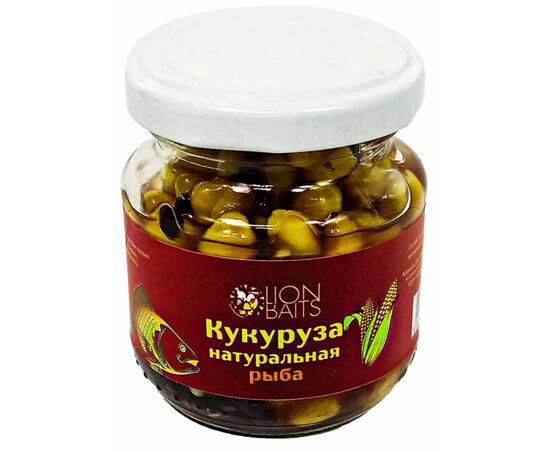 Lion baits Кукуруза натуральная в стеклянной банке "Рыба" 110мл, фото 