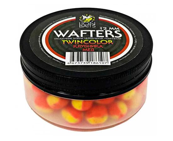 Бойлы нейтральной плавучести двухцветные (Wafters) "Клубника - Мед" 12мм, фото 