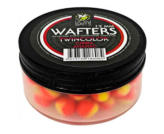Бойлы нейтральной плавучести двухцветные (Wafters) "Слива - Ананас" 12мм, фото 