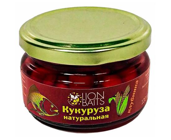 Lion baits Кукуруза натуральная в стеклянной банке "Клубника" 120мл, фото 