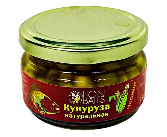 Lion baits Кукуруза натуральная в стеклянной банке "Чеснок" 120мл, фото 
