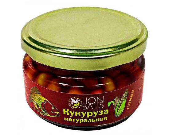Lion baits Кукуруза натуральная в стеклянной банке "Слива" 120мл, фото 