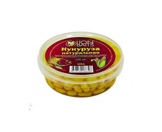 Lion baits Кукуруза натуральная в пластиковой банке "Мед" 125мл, Вкус для группировки: Мёд, фото 