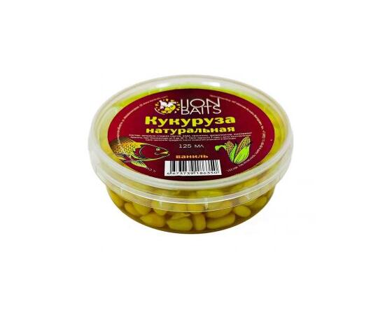 Lion baits Кукуруза натуральная в пластиковой банке "Ваниль" 125мл, Вкус для группировки: Ваниль, фото 