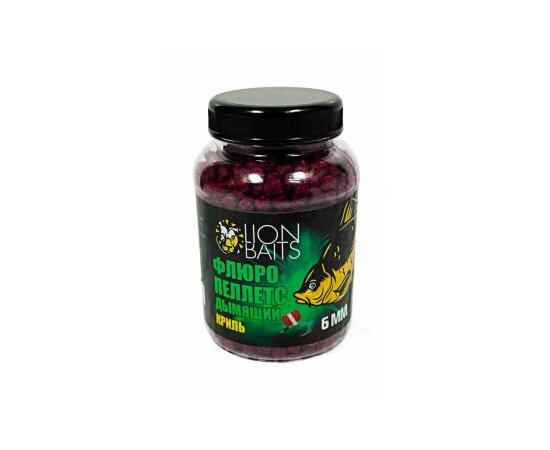 Lion Baits Пеллетс флюро дымящий "Криль" 6мм - 300гр (банка), Вкус для группировки: Криль, Диаметр (мм): 6 мм, фото 