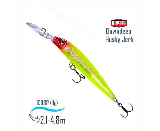 Воблер RAPALA Downdeep Husky Jerk 10, GCL, Цвет: GCL, Вес гр: 11, Длина, мм: 100 мм, фото 