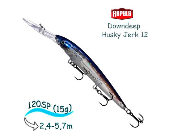Воблер RAPALA Downdeep Husky Jerk 12, HGH, Цвет: HGH, Вес гр: 15, Длина, мм: 120 мм, фото 