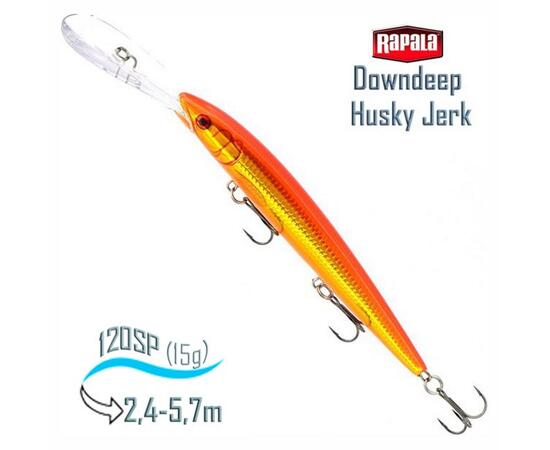 Воблер RAPALA Downdeep Husky Jerk 12, GF, Цвет: GF, Вес гр: 15, Длина, мм: 120 мм, фото 