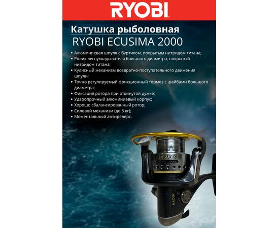 Катушка рыболовная RYOBI ECUSIMA 2000, Размер шпули: 2000, фото , изображение 5