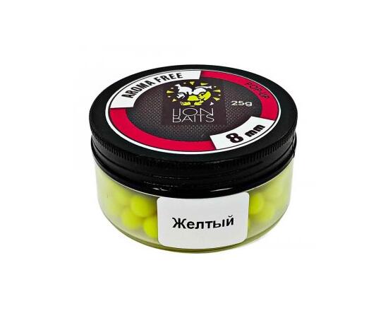 Lion Baits Бойлы плавающие Pop-Up "Aroma Free" (без аромы) желтые 8 мм, Вкус: без вкуса, Расцветка: желтый, Диаметр (мм): 8, фото 