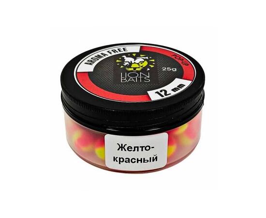 Lion Baits Бойлы плавающие Pop-Up "Aroma Free" (без аромы) желто-красные 12 мм, Вкус: без вкуса, Расцветка: желто-красный, Диаметр (мм): 12, фото 
