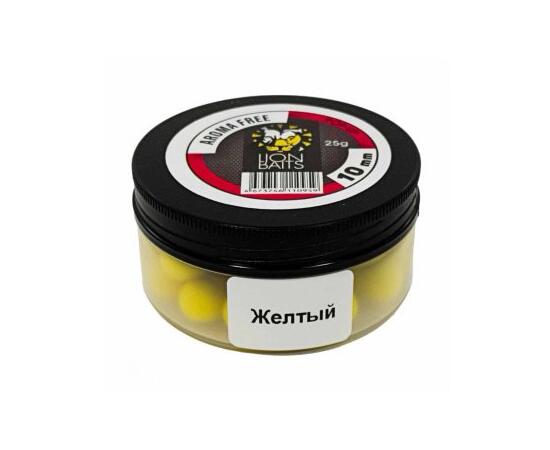 Lion Baits Бойлы плавающие Pop-Up "Aroma Free" (без аромы) желтые 10 мм, Вкус: без вкуса, Расцветка: желтый, Диаметр (мм): 10, фото 