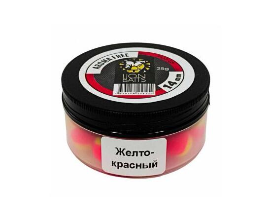 Lion Baits Бойлы плавающие Pop-Up "Aroma Free" (без аромы) желто-красные 14 мм, Вкус: без вкуса, Расцветка: желто-красный, Диаметр (мм): 14, фото 