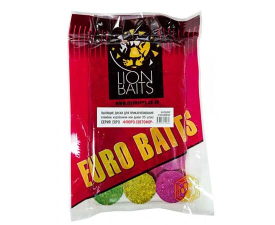 Lion baits Пылящие диски для прикармливания Флюро-Светофор "Кальмар и осьминог" 15шт, Вкус для группировки: кальмар и осьминог, фото 