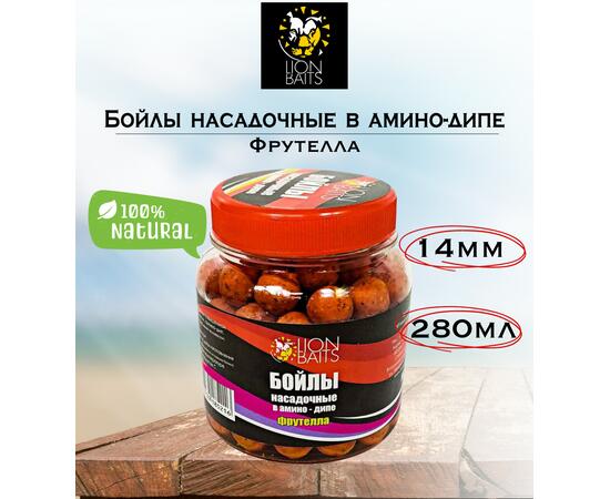 Lion Baits Бойлы насадочные в амино-дипе "Фрутелла" 14мм 280мл, фото 