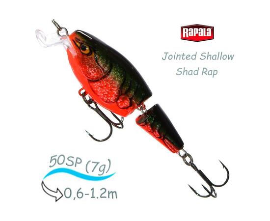 Воблер RAPALA Jointed Shallow Shad Rap 05, RCW, Цвет: RCW, Вес гр: 7, Длина, мм: 50 мм, фото 