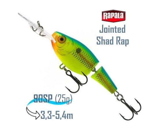 Воблер RAPALA Jointed Shad Rap 09, PRT, фото 