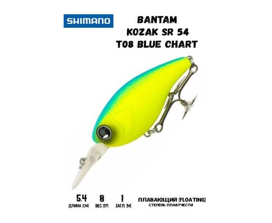 Воблер SHIMANO Bantam Kozak SR 54mm 8g T08 Blue Chart, Цвет: T08 Blue Chart, Вес гр: 8, Длина, мм: 54 мм, фото 