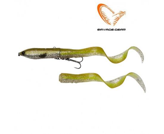Приманка мягкая SAVAGE GEAR 3D Hard Eel 2+1 17cm 50g SS Green Silver Ayu, фото 