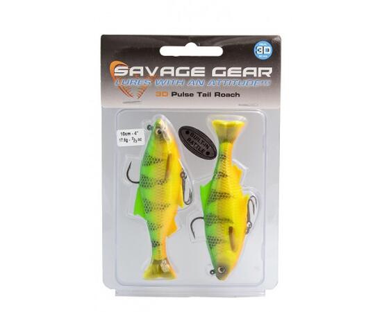 Приманка мягкая SAVAGE GEAR 3D Roach Pulsetail 10cm 17.5g S Firetiger 2pcs, фото , изображение 2