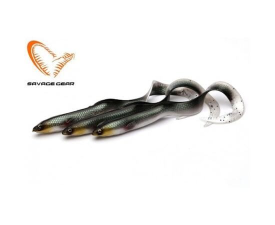Приманка мягкая SAVAGE GEAR LB Real EEL 15cm 12g Green Silver 3pcs Blister, фото 