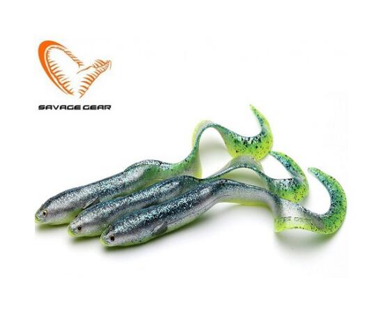 Приманка мягкая SAVAGE GEAR LB Real EEL 15cm 12g Green Yellow Glitter 3pcs Blister, фото 