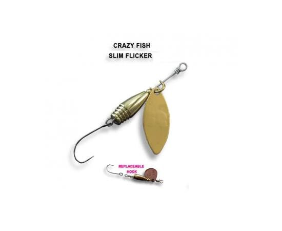 Блесна вращающаяся Crazy Fish Spinner SLIM FLICKER DR-2,6g #1-MB, фото 