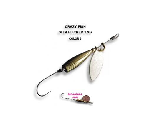 Блесна вращающаяся Crazy Fish Spinner SLIM FLICKER-2,9g #2, фото 