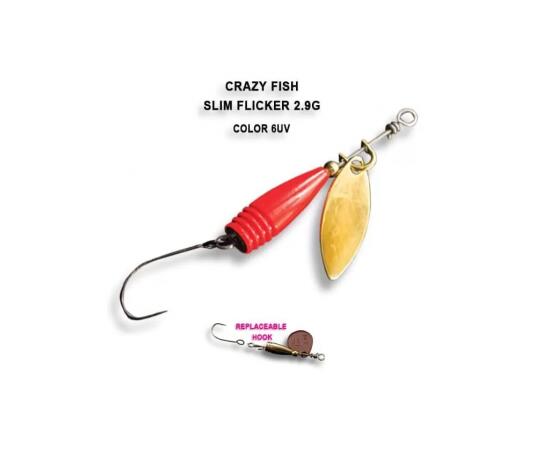 Блесна вращающаяся Crazy Fish Spinner SLIM FLICKER-2,9g #6, фото 