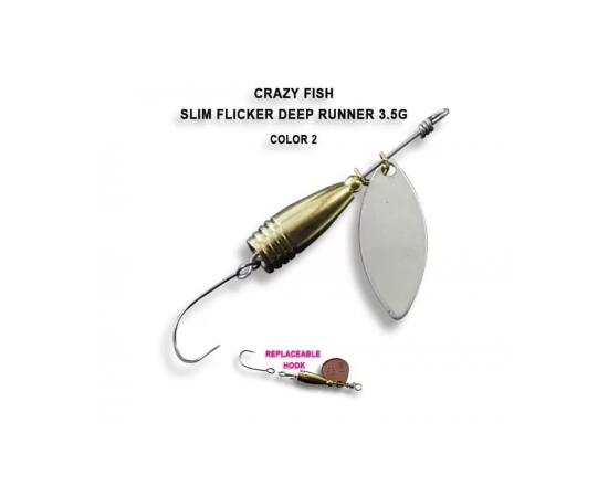 Блесна вращающаяся Crazy Fish Spinner SLIM FLICKER DR-3,5g #2, фото 