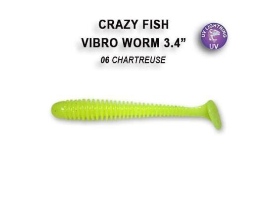 Мягкая приманка CRAZY FISH Vibro worm 3.4" 12-85-6-6, фото 