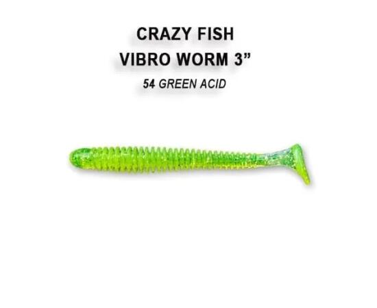 Мягкая приманка CRAZY FISH Vibro worm 3" 11-75-54-6, фото 