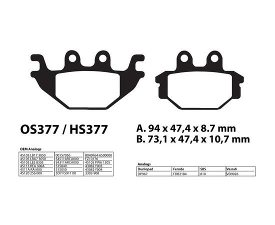 ТОРМОЗНЫЕ КОЛОДКИ ДЛЯ КВАДРОЦИКЛОВ KAWASAKI, STELS, RM RIVAL HS377, фото , изображение 3