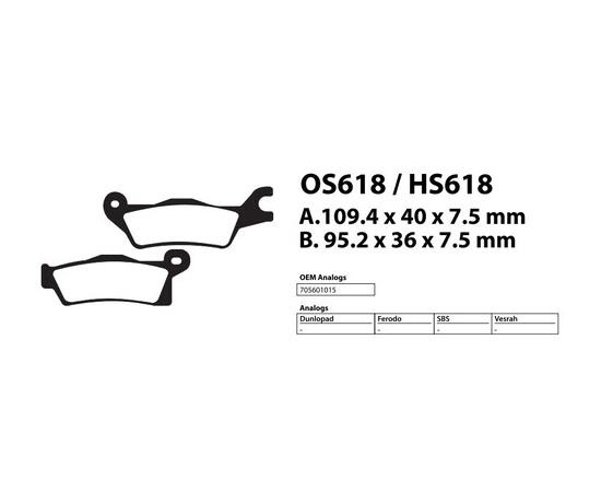 ТОРМОЗНЫЕ КОЛОДКИ ДЛЯ КВАДРОЦИКЛОВ CAN-AM OUTLANDER G2 RIVAL HS618, фото , изображение 3