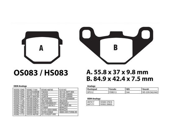 ТОРМОЗНЫЕ КОЛОДКИ ДЛЯ КВАДРОЦИКЛОВ BALTMOTORS, STELS, RM, YAMAHA, CF MOTO RIVAL HS083, фото , изображение 3