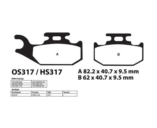 ТОРМОЗНЫЕ КОЛОДКИ ДЛЯ КВАДРОЦИКЛОВ CAN-AM, SUZUKI, STELS, RM RIVAL HS317, фото , изображение 4