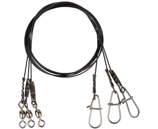 Поводки SAVAGE GEAR Black7 Trace 50cm 0.60mm 25kg Ball bearing Swivel, фото 