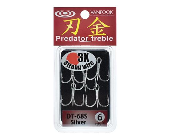 Крючки тройные Vanfook Predator Treble 3X Strong DT-68S, Silver, #2, Размер: 2, фото , изображение 2