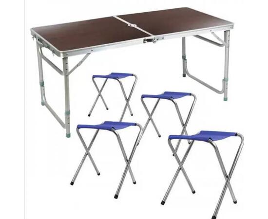 Стол туристический Bison 60*120см (темное дерево) + 4 стула / C-4-60*120-WD, Цвет: темное дерево, Размер: 120х60 см, фото 