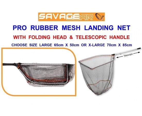 Подсачник SAVAGE GEAR Pro Folding Rubber Mesh Landign Net XL, фото , изображение 3