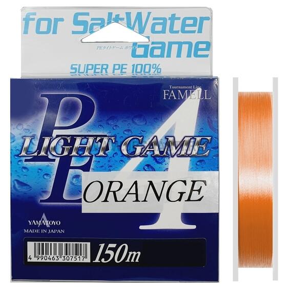 Плетеный шнур Yamatoyo PE Light Game Orange, #0.25, 150 м, оранжевый, фото 