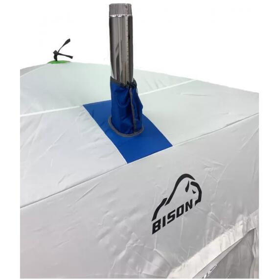 Палатка зимняя трехслойная Bison Moon Extra шестигранник (3.50х2.00х2.20м) бело-зелёная, фото , изображение 3